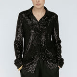 Sequin Button Down Black