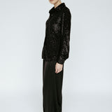Sequin Button Down Black