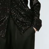 Sequin Button Down Black
