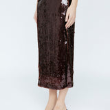 Sequin Midi Skirt Mahogany