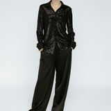 Sequin Button Down Black