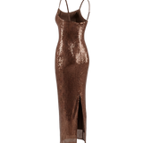 Stretch Sequin Dress Tawny