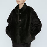 Wool Bomber Teddy Jacket Black