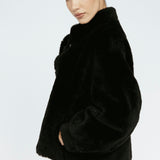 Wool Bomber Teddy Jacket Black