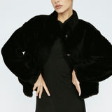 Wool Bomber Teddy Jacket Black