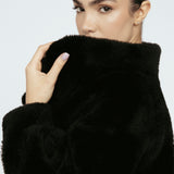 Wool Bomber Teddy Jacket Black