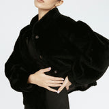 Wool Bomber Teddy Jacket Black