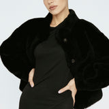 Wool Bomber Teddy Jacket Black