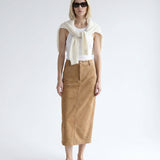 Suede Midi Skirt Tan