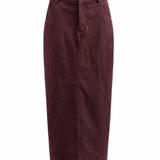 Suede Midi Skirt Plum