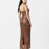 Stretch Sequin Dress Tawny