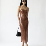 Stretch Sequin Dress Tawny