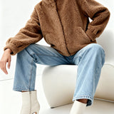 Wool Bomber Teddy Jacket Toffee