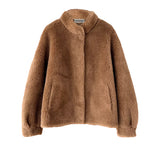 Wool Bomber Teddy Jacket Toffee