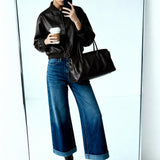 Impossibly soft Vegan Leather Bomber Black