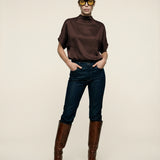 Butter Satin Batwing Top Mahogany