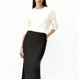 Butter Satin Bias Cut Skirt Black