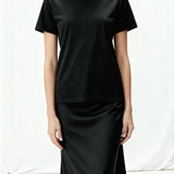 Butter Satin Bias Cut Skirt Black