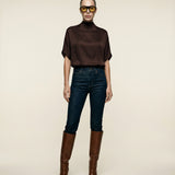 Butter Satin Batwing Top Mahogany