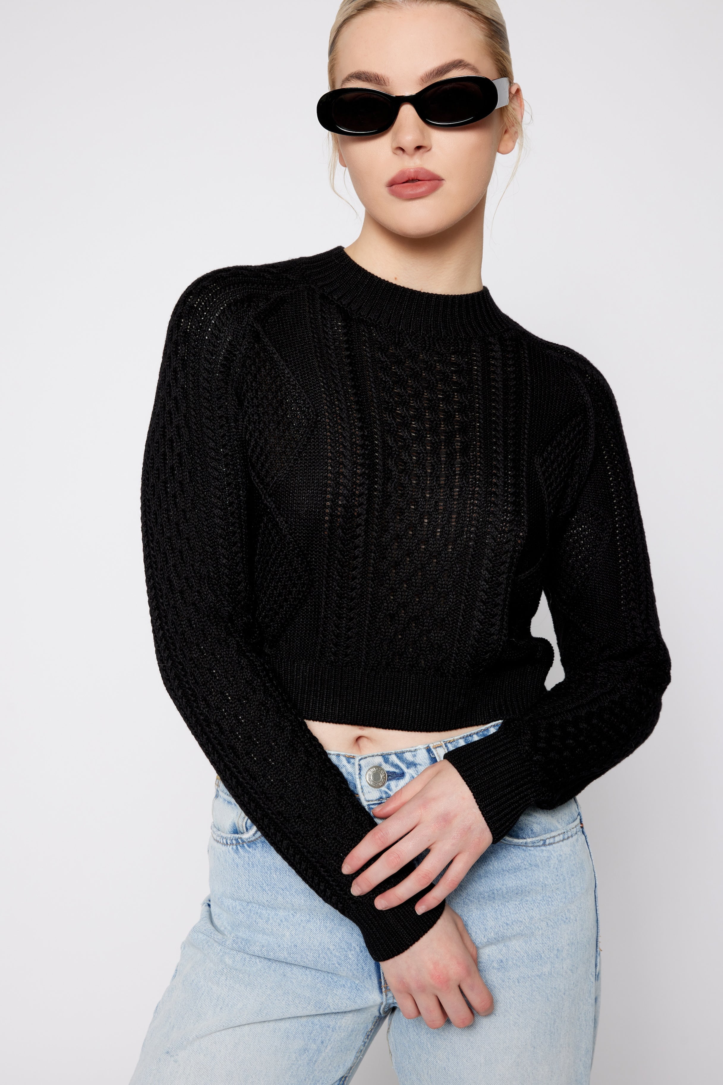 Cable Knit Sweater Black