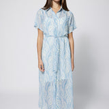 Chiffon Shirt Dress Blue Beach Print