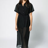 Chiffon Shirt Dress Black