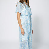 Chiffon Shirt Dress Blue Beach Print