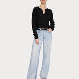 Ribbed Cashmere V Black