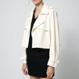 Cropped Trench Vegan Leather Ivory