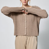 Ribbed Cardigan Mink