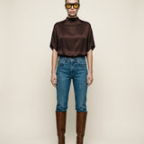 Butter Satin Batwing Top Mahogany