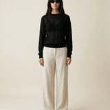 Knit Linen Crew Neck Black