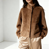 Wool Bomber Teddy Jacket Toffee