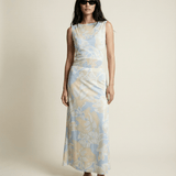 Butter Satin Bias Cut Skirt Celeste Print