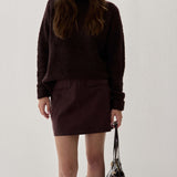 Suede Mini Skirt Plum