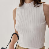 Ribbed Mock Neck Tank Ivory