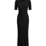 Black ribbed dress on a white background