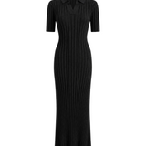 Black ribbed dress on a white background