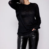 Sheer Long Sweater Black