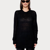 Sheer Long Sweater Black