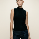 Ribbed Mock Neck Tank Black