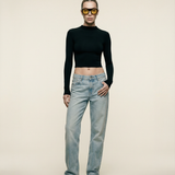 Mock-neck Long Sleeve Top Black