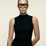 Ribbed Mock Neck Tank Black