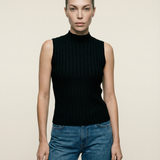 Ribbed Mock Neck Tank Black