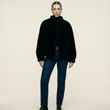 Wool Bomber Teddy Jacket Black