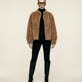 Wool Bomber Teddy Jacket Toffee
