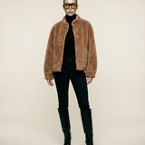 Wool Bomber Teddy Jacket Toffee