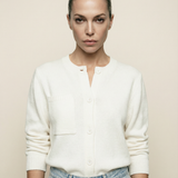 Cashmere Blend Button Sweater Ivory