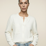 Cashmere Blend Button Sweater Ivory