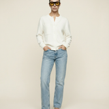 Cashmere Blend Button Sweater Ivory